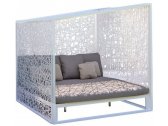 Лежак плетеный двухместный с матрасом Skyline Design Geometric алюминий, искусственный ротанг, sunbrella белый, бежевый Фото 1