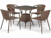 Комплект плетеной мебели Afina T197BT/Y137C-W56 Light brown 4Pcs искусственный ротанг, сталь светло-коричневый Фото 1