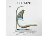 Кресло подвесное плетеное с подушкой Skyline Design Christine алюминий, искусственный ротанг, sunbrella белый, бежевый Фото 4