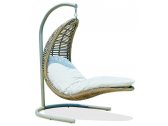 Кресло подвесное плетеное с подушкой Skyline Design Christine алюминий, искусственный ротанг, sunbrella серый, бежевый Фото 1