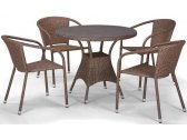 Комплект плетеной мебели Afina T197AT/Y137A-W56  Light Brown 4Pcs искусственный ротанг, сталь светло-коричневый Фото 1