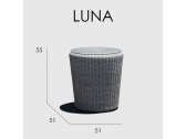 Столик плетеный со стеклом приставной Skyline Design Luna алюминий, искусственный ротанг, закаленное стекло белый Фото 3