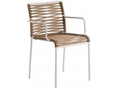 Кресло плетеное Potocco Aria Outdoor металл, морская тесьма белый, бежевый Фото 1