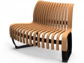Скамья деревянная для зала ожидания Green Furniture Nova C Back Convex 45° сталь, шпон бука, шпон дуба, полиуретан высокой плотности Фото 1