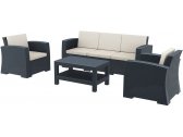 Комплект пластиковой плетеной мебели Siesta Contract Monaco Lounge Set XL стеклопластик, полиэстер антрацит Фото 1