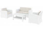 Комплект пластиковой плетеной мебели Siesta Contract Monaco Lounge Set стеклопластик, полиэстер белый Фото 1