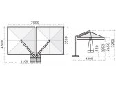 Зонт профессиональный двухкупольный Scolaro Alu Double Starwhite алюминий, акрил белый, бордовый Фото 2