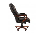 Кресло компьютерное Chairman 503 металл, дерево, кожа, экокожа, пенополиуретан черный Фото 4