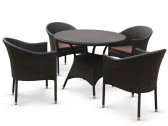 Комплект плетеной мебели Afina T190A/Y350A-W53-D96 4Pcs Brown сталь, искусственный ротанг коричневый Фото 1