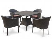 Комплект плетеной мебели Afina T190B/Y350A-W53-90x90 4Pcs Brown сталь, искусственный ротанг коричневый Фото 1