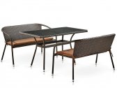 Комплект плетеной мебели Afina T286A/S139B-W53 Brown сталь, искусственный ротанг коричневый Фото 1