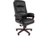 Кресло компьютерное Chairman 404 металл, дерево, кожа, пенополиуретан, синтепон черный Фото 1