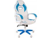 Кресло компьютерное Chairman Game 16 White металл, пластик, экокожа, пенополиуретан белый/голубой Фото 1