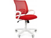 Кресло компьютерное Chairman 696 White металл, пластик, ткань, сетка, пенополиуретан белый, красный Фото 1