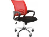 Кресло компьютерное Chairman 696 Chrome металл, пластик, ткань, сетка, пенополиуретан хромированный, красный Фото 1