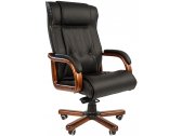 Кресло компьютерное Chairman 653 металл, дерево, кожа, пенополиуретан черный Фото 1