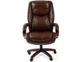 Кресло компьютерное Chairman 408 металл, дерево, кожа, пенополиуретан коричневый Фото 2