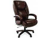 Кресло компьютерное Chairman 408 металл, дерево, кожа, пенополиуретан коричневый Фото 1