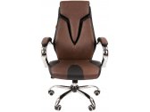 Кресло компьютерное Chairman 901 металл, экокожа, пенополиуретан черный/коричневый Фото 2