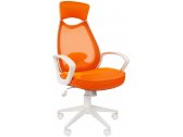 Кресло компьютерное Chairman 840 White металл, пластик, ткань, сетка, пенополиуретан белый/оранжевый Фото 1
