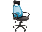 Кресло компьютерное Chairman 840 Black металл, пластик, ткань, сетка, пенополиуретан черный/голубой Фото 1