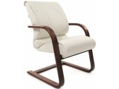 Кресло офисное для посетителей Chairman 445 WD дерево, кожа, пенополиуретан белый Фото 1