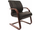 Кресло офисное для посетителей Chairman 445 WD дерево, кожа, пенополиуретан черный Фото 1