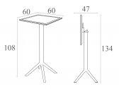 Стол пластиковый барный складной Siesta Contract Sky Folding Bar Table 60 сталь, пластик белый Фото 3