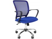 Кресло компьютерное Chairman 698 Chrome металл, пластик, ткань, сетка, пенополиуретан хромированный, синий Фото 1