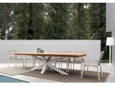 Стол деревянный обеденный раздвижной Garden Relax Palmdale алюминий, тик белый, натуральный Фото 9