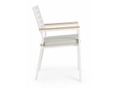 Кресло металлическое с подушкой Garden Relax Delmar алюминий, акация, олефин белый, тик, бежевый Фото 3