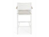 Кресло металлическое барное с подушкой Garden Relax Kailani алюминий, акация, олефин белый, тик, бежевый Фото 4