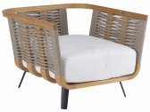 Кресло деревянное плетеное с подушкой Unopiu Welcome алюминий, тик, канат, ткань Фото 1