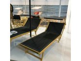 Шезлонг-лежак металлический Magnani Big алюминий, текстилен Jaquio золотой Фото 4