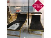 Шезлонг-лежак металлический Magnani Big алюминий, текстилен Jaquio золотой Фото 1