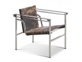 Кресло дизайнерское Cassina LC1 Pampas сталь, кожа черный Фото 3