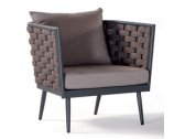 Кресло плетеное с подушками Grattoni Nizza алюминий, роуп, олефин антрацит, коричневый Фото 1
