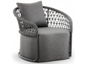 Кресло плетеное с подушками Grattoni Cipro алюминий, роуп, акрил черный, темно-серый Фото 1