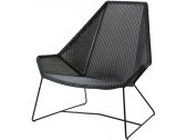 Лаунж-кресло плетеное с подушкой Cane-line Breeze сталь, полиэтилен, ткань черный, серый Фото 2