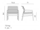 Кресло пластиковое с подушками Nardi Aria Fit полипропилен, Sunbrella белый, светло-серый Фото 2