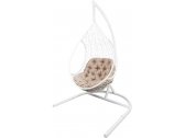 Кресло подвеcное Ecodesign Лира металл, искусственный ротанг белый, бежевый Фото 1