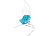 Кресло подвеcное Ecodesign Лира металл, искусственный ротанг белый, бирюзовый Фото 1