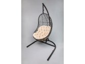 Кресло подвеcное Ecodesign Вега металл, искусственный ротанг темно-коричневый, бежевый Фото 2