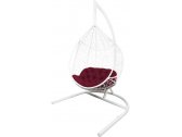 Кресло подвеcное Ecodesign Сириус металл, искусственный ротанг белый, бордовый Фото 1