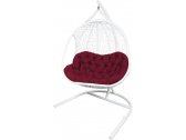 Кресло подвеcное Ecodesign Гелиос металл, искусственный ротанг белый, бордовый Фото 1