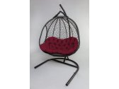 Кресло подвеcное Ecodesign Гелиос металл, искусственный ротанг темно-коричневый, бордовый Фото 2