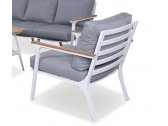 Кресло металлическое с подушками JOYGARDEN Concorde алюминий, тик, олефин белый, светло-серый Фото 2