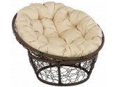 Кресло лаунж плетеное с подушкой Ecodesign Papasan металл, искусственный ротанг коричневый, бежевый Фото 1