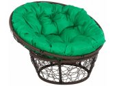 Кресло лаунж плетеное с подушкой Ecodesign Papasan металл, искусственный ротанг коричневый, зеленый Фото 1