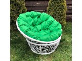 Кресло лаунж плетеное с подушкой Ecodesign Papasan металл, искусственный ротанг белый, зеленый Фото 2